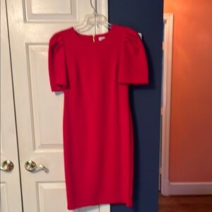 Calvin Klein Red Puff Sleeve Sheath Dress